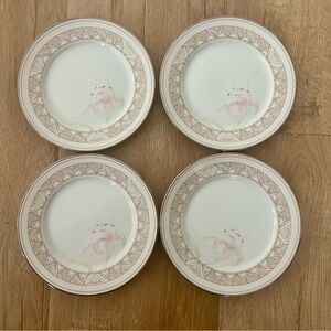 4‎ PCs Lenox Bouquet Collection Pink Lily Bread Dessert Plates 6 1/4” 1980s Mint